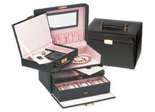 Ladies Leather Jewelry Box with Travel Attache