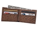 Ostrich Pattern Leather Slim Fold Wallet
