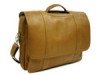 Three Section Executive Leather Laptop Bag with Flap