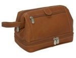 Leather Toiletry Bag kit With Zip Bottom