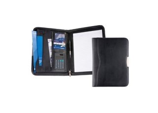 A4 Deluxe Leather Conference Folder Zipped