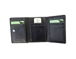 Luxury Men's Black Leather Tri Fold Wallet